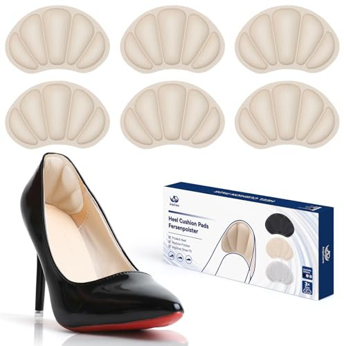 AnjoCare Coussinets de Talon, 3 Paires de Auto-Adhésif Talon Chaussure pour Chaussures Lâches, Talon de Coussin Antidérapants pour Talons Hauts, Baskets, Chaussures en Cuir Trop Grandes