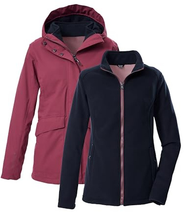 killtec Donna Giacca da esterno/3 in 1 giacca funzionale con cappuccio e giacca in pile con cerniera KOW 189 WMN JCKT, hellpflaume, 40, 43311-000