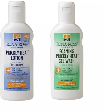 Rona Ross Prickly Heat Treatment Pack | Contains Lotion and Gel Wash | Sun Allergy Relief