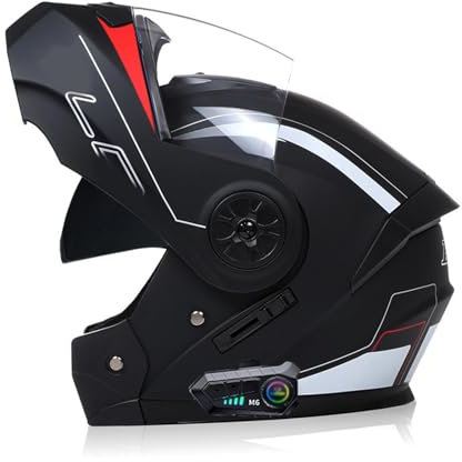 ZHTBATE Klapphelm Mit Sonnenblende ECE Zertifiziert Bluetooth Helm Motorrad Klapphelm Motorradhelm Integralhelme Mit Doppelvisier Und Mikrofon Motorradhelm Klappbar Für Herren Damen