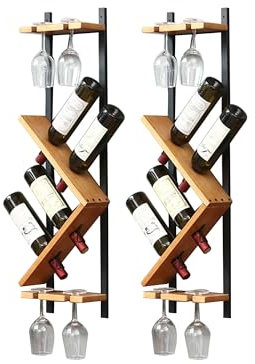 THGYJP Mensole da Bar per portabottiglie da Vino montate a Parete con portabicchieri da Vino sospeso Mini Mobile Bar Espositore per Bottiglie di liquore per Bar di casa Sala da Pranzo (Co