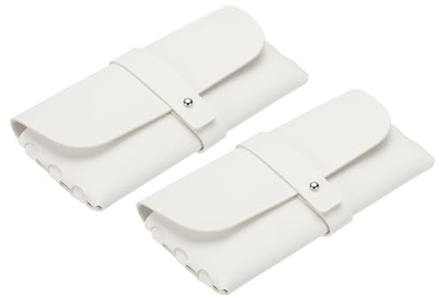 QUARKZMAN 2 st mjuka glasögonfodral, bärbart solglasögonfodral i läder med nagelspänne för män och kvinnor (vit)