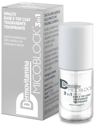 Dermovitamina Micoblock 3in1 Smalto Base Top Coat - Trasparente Idratante - Smalto Curativo per Unghie - 5 ml - 16 colorazioni