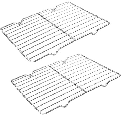 2pcs Cooling Rack, Stainless Steel Wire Grill Rack for Baking Roasting Cooling, 31x20cm Wire Racks Baking Tray, Rectangle Oven Racks for Cooking, Roasting, Grilling, Drying(Color:2pcs)