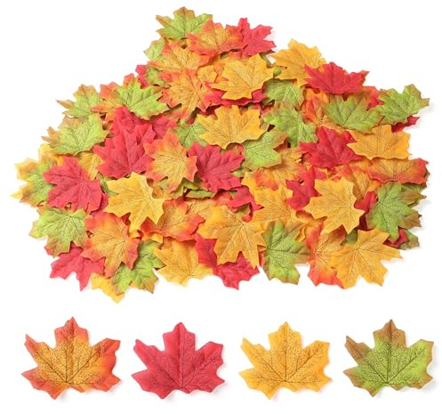 YUYWWAN 200 Stück Herbstblätter, Herbstdekoration Künstliche Ahornblatt, Autumn Leaves zum Basteln, Herbst Deko Blätter Künstlich Ahornblätter für DIY, Simulation Herbstwald, Gärten, Fotografie (A)