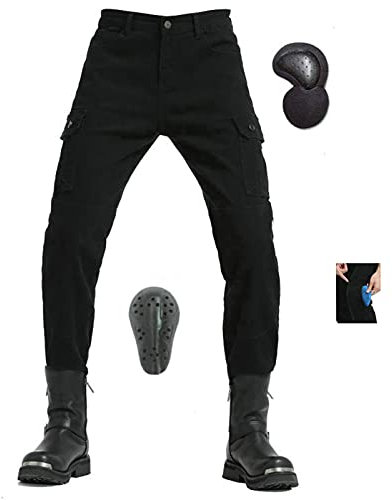 GZKDKZB Pantalones Vaqueros para Motociclistas, Pantalones de Carreras, Pantalones anticaída para Motociclistas con Equipo de protección, Pantalones de Caballero con Protector de Rodillas