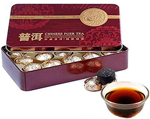 HELLOYOUNG 200g Tè Pu-erh cinese maturo di piccole dimensioni in una scatola di latta Buon tè retrogusto dolce