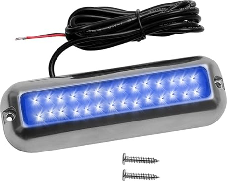 Underwater Boat Lights – 42 LED Marine Grade Mount Lamp, IP68 Waterproof Stainless Steel Light | Submersible Illumination Unit for Pontoon Stern Deck Transom Yacht Exterior Night