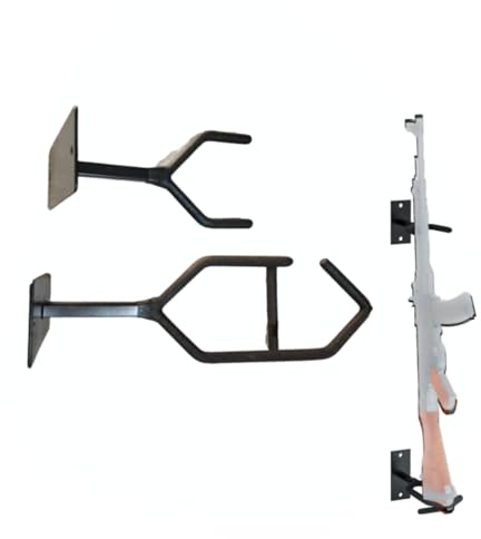 Support Mural pour Fusils, Porte-Fusil Vertical Réglable avec Barre de Fixation en Caoutchouc, Alliage Noir