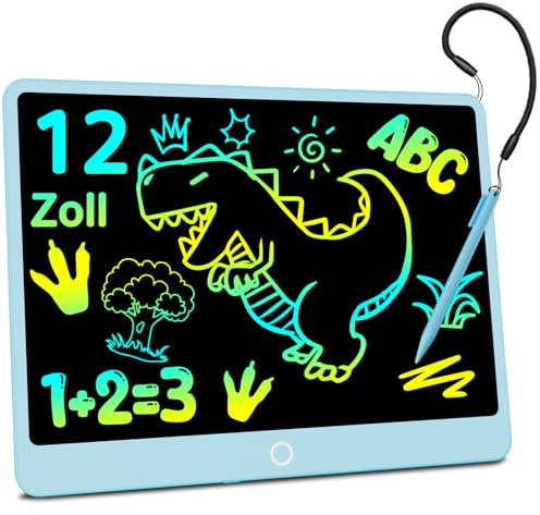 Electight 13 tums LCD-skrivtavla för barn, färgglad måltavla med låsbar borttagningsknapp, ögonskydd målarbricka, återanvändbar gånger tablett för resor, hem, skola, blå