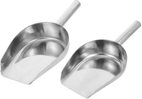 Happyyami Pala Doméstica de Acero Inoxidable 2 Piezas Tamaño Pequeño y Mediano Cucharón Multiusos para Harina Granos Hielo y Alimentos Secos Adecuado para Cocina y Restaurante