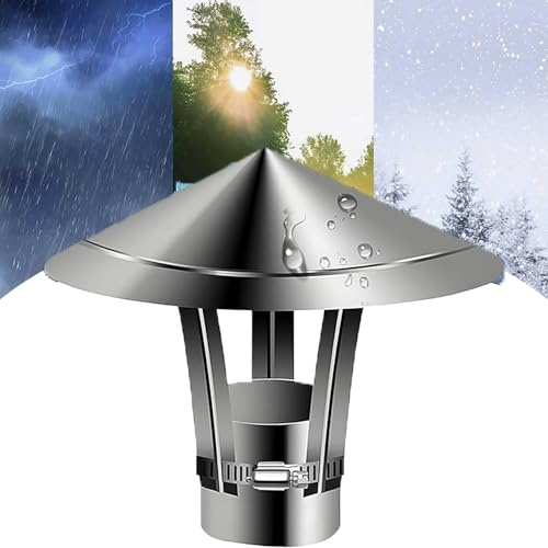 Comignolo In Acciaio Inox, Cappello Antipioggia e Anti-neve, Copertura Camino Diametro 50mm-300mm,Cappuccio per Camino per Condotti di Stufe e Camini, Tubo Della Stufa Topper(180mm/7.09in)