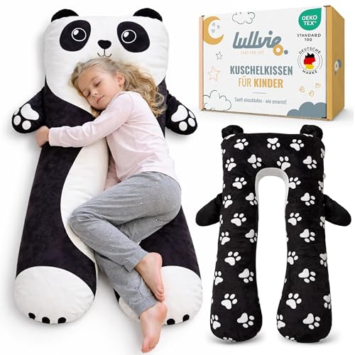 Panda Komfortkissen Kinder – Kissen Kinder, Seitenschläferkissen Kinder | Kinderkopfkissen, Kuschelkissen, Lesekissen, Bettschlange, Schlafkissen, ADHS Kissen, inkl. Wäschesack & E-Book Geschenk