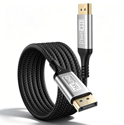 APKLVSR 80Gbps DP 2.1 Kabel 5M, 16K@60Hz 8K@120Hz 4K@240Hz, 12-Bit Farbtiefe & Dynamisches HDR, Ultra High Speed DisplayPort auf DisplayPort Kabel für RTX 5090/4090, Gaming Monitor