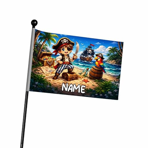 Ferocity Personalized Pirate Skull Bicycle Safety Flag with Pole for Kids with Name for Bike Trailer 120 cm Adjustable & Reflective Safety Pennant Bike Accessory for Scooter or Go-Karts [164]