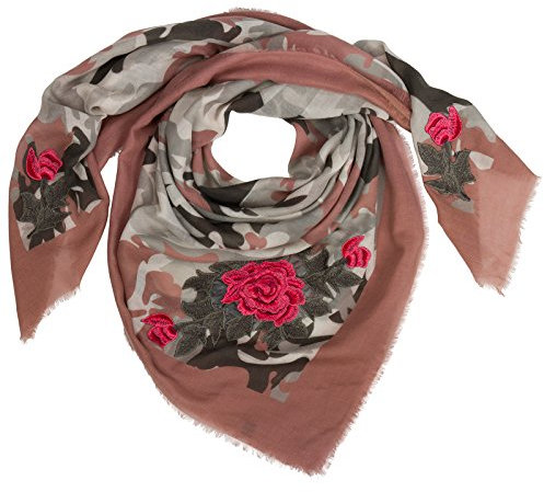 Caspar SC473 Damen großer XXL Schal Tuch mit Camouflage Print und Rosen Stickerei, Farbe:altrosa, Größe:One Size