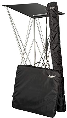 Spider Pult – Stehpult klappbar in schwarz mit Transporttaschen | Acryl Pultplatte 49 x 49 cm | 115 cm Stehhöhe | leichtes, faltbares Rednerpult – Schreibpult aus stabilem Aluminium und Acryl