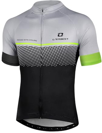 LAMEDA Kurzarm Radtrikot Herren Damen Funktionsshirt T-Shirt Jersey Elastische Atmungsaktive Schnell Trocknen Stoff Fahrradtrikot für Radsport Outdoor Sport(Grau XXL)