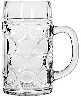 German Pint Glass Classic Beer Pot Old Pub Bar Style Tankard Handle Stein Dimple (1)