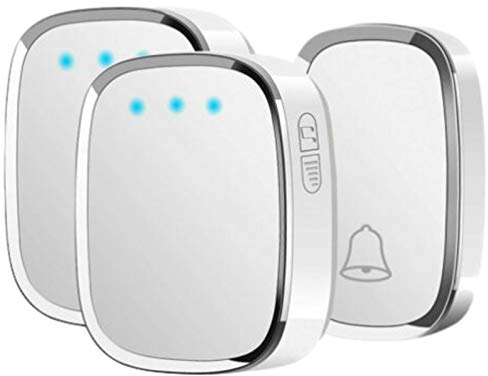 Door Bell Loud Wireless Doorbell 300M Long Range, 36 Tunes Ringstones & 4 Level Volume, Plug in 2 Receivers with 1 Push Button(Battery Required), LED Flash Light Door Chime Kit, IP44 Waterproof