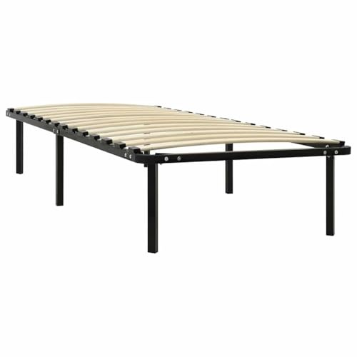 vidaXL Bettgestell Metallbett Bett Schlafzimmerbett Einzelbett Schlafzimmermöbel Ehebett Bettrahmen Lattenrost Schwarz Metall 90x200cm
