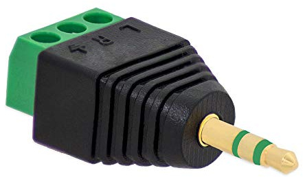 1x Klinken Stecker 3,5 mm Adapter > Terminal Block 3-Pin Schraub Klemmen Vergoldet