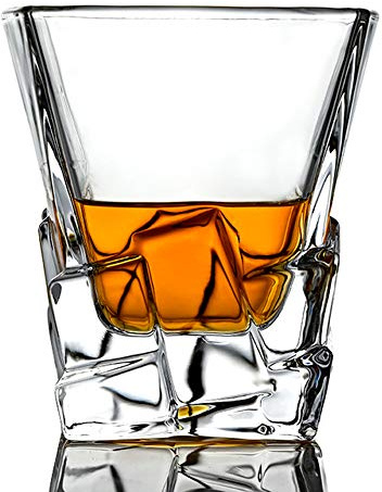 IBLUELOVER 280ML Novelty Whiskey Glass Iceberg Twist Shape Wine Beer Cup Clear Lead-Free Whiskey Tumblers Heat Resistant Wine Glass Champagne Mug for Whiskey Cocktail Bourbon Juice