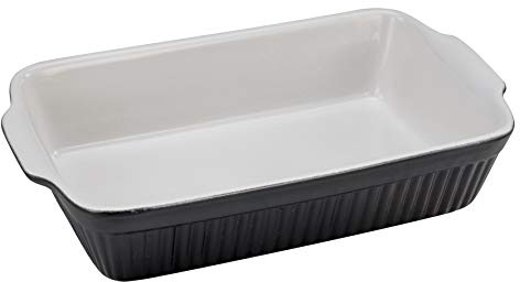 CreaTable, 23531, Serie Classic BLACK & WHITE, 1-teiliges Geschirrset, Auflaufform aus Steinzeug, spülmaschinen- und mikrowellengeeignet, Made in Portugal
