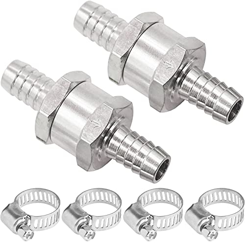 2 Stück 10mm Kraftstoff Rückschlagventil, Aluminium Rückschlagventil, Kraftstoff Rückschlagventil Benzin, 4 st Edelstahl Schhlauchklemmen, für Waschmaschine, Ablaufschlauch, Geschirrspüler