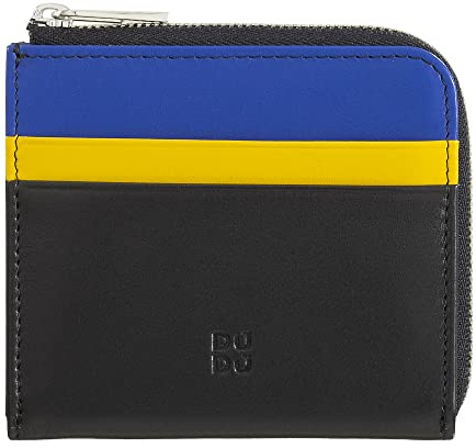 DUDU Portafoglio Uomo in Pelle con Cerniera, Portafogli Donna Piccolo Compatto, Zip Esterna, Porta Monete e Carte Tessere Nero
