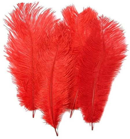 10 piezas/lote de plumas de avestruz rojas para hacer joyas 15-70 cm / 6-28 quot; Pluma de avestruz Plumas de avestruz Plumas de boda Decoración plume-55-60cm Polo grande
