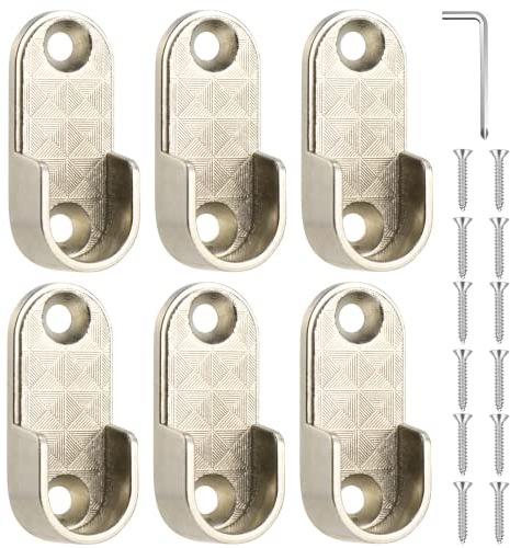 Kleiderstangenhalter halterung kleiderstange schrank (6STK 15mm) halterungen für kleiderstangen Zinklegierung vernickelt mit 12 STK Schrauben Silber