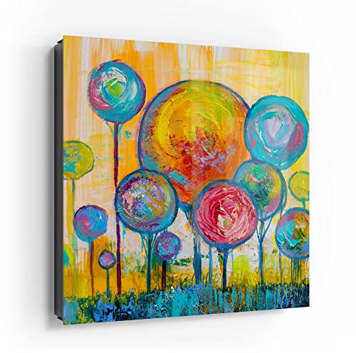 DEQORI Schlüsselkasten schwarz | 30x30 cm | Motiv Baumkronen nach Kandinsky | Glas & Metall Schlüssel-Box | Schlüsselschrank mit 50 Haken + 2 Magnete | Moderne Box magnetisch & beschreibbar