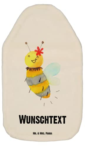 Mr. & Mrs. Panda Personalisierte Wärmflasche Biene Blume - Weiß