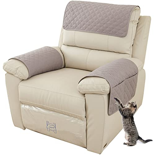 EXTLEZSA Armlehnenschoner, Elastische Armlehnenbezüge, Armkappen, für Sessel, Sofa, Sessel, Couch Stretchy Armlehnenbezug, bequem,wasserfest, Couch Armlehnenschoner (Grau,1 Person (3er-Set))