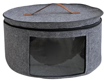 LOVIVER Filz-Hut-Aufbewahrungsbox mit Deckel, Schlafzimmer-Aufbewahrungsbehälter, staubdicht, Hutschachtel, dick und langlebig, durchsichtiges Fenster, Grau L