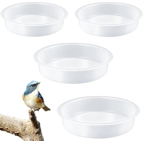 4 Pcs Bird Water Bowl Set, Bird Feeder Tray Garden Water Bowl Birds Feeding Station, Transparent Birds Waters Feeder Water Dish Small Animal Feeder Water Dish Replacement