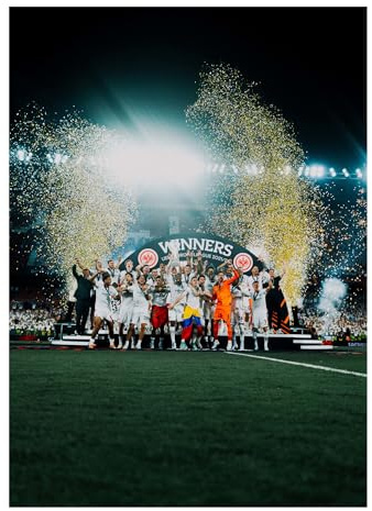 Eintracht Frankfurt Fanartikel - Siegerehrung UEFA Europe League 2021/2022 - Wandbild (60cm x 40cm) auf Aluminium I Exklusive Motive