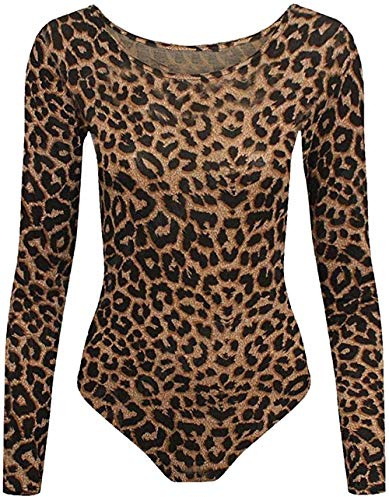 ANZEE Girl's Leotard Multi & Army Print Long Sleeve Gymnastic Leotard Stretch Microfiber Dance Bodysuit Top For Trendy Kids (Brwn-5-6)