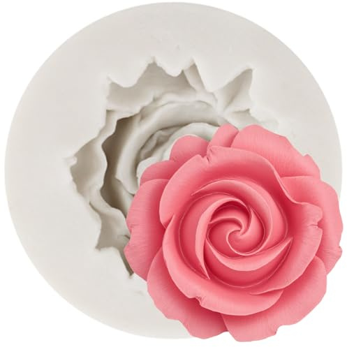 MINFEIDMS 3D Rose Flower Fondant Silicone Moulds for Cake Decorating Cupcake Topper Candy Chocolate Gum Paste Polymer Clay