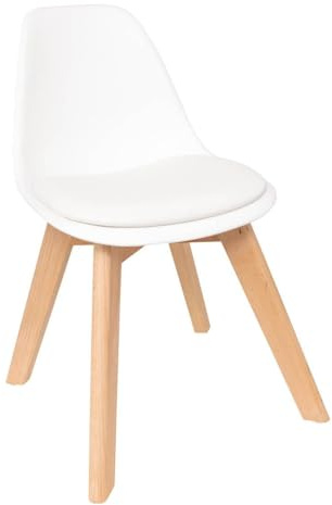 Atmosphera Interior Designer - Sedia per bambini Baya, bianca - Plastica e faggio - Sala da pranzo, camera da letto, ufficio, soggiorno - Comodo cuscino integrato