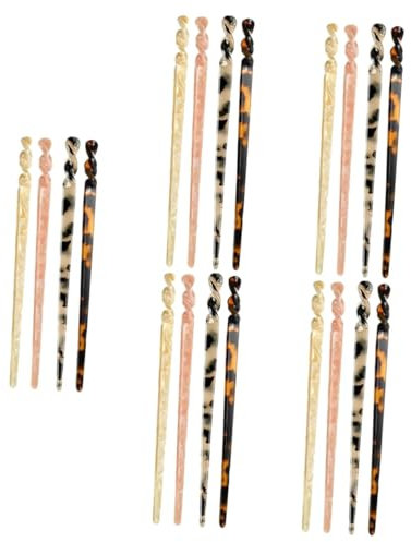 FRCOLOR 20pcs Chinese Style Hair Accessory Tortoise Shell Hair Pin for Women Bun Holder