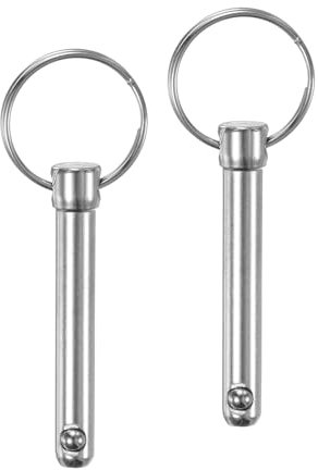 M METERXITY 2 Pcs Goupilles à Dégagement Rapide, 8mm Diamètre, 43mm Longueur d'Utilisation Goupille Supérieure Bimini pour Construction Navale/Bateau, 50mm Long Total en Acier au Carbone