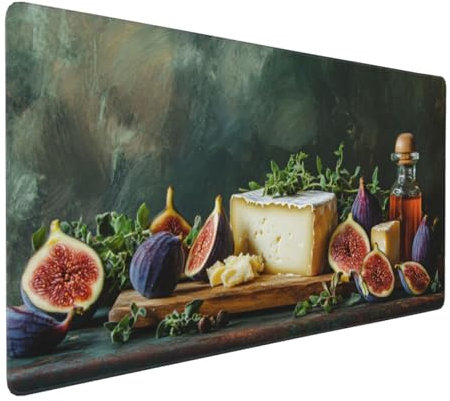 Large Mouse Pad 1200x600x4mm Fig Gaming Mouse Mat Fruit XL Mousepad Anti-Fray Stitched Edges with Non-Slip Rubber Base,Ergonomic Mouse Pad Extended Desk Mat,for Home Office Accessories PC,Laptop
