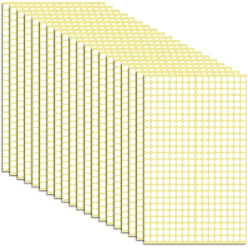 12480 Stück Klebepunkte Aufkleber Runde Punkte Sticker Klebepads 6mm Punkt Aufkleber Selbstklebend Kleine Kreise Farbige Runde Punktaufkleber für Haushalten Schulen Büros Geschäften (Weiß)