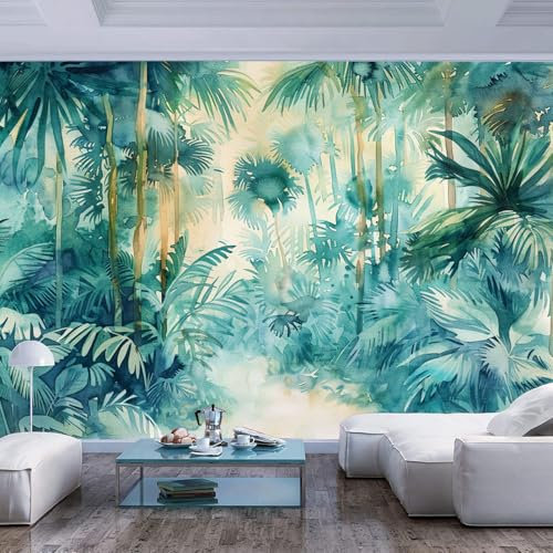 papel tapiz fotográfico pared Paisaje natural de la selva tropical en acuarela restaurante oficina habitación los niños familiar pasillo tapiz artístico murales Pintura Arte Sala