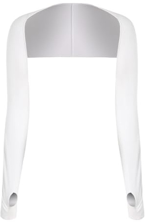 GXGM Damen Bolero,Armlinge Damen,UV-Schutz Bolero Sonnenschutz Schal Armstulpen Eisseide Kühlschal Armmanschetten mit Fingerlöchern Fingerlose Handschuhe Ärmel - Weiß
