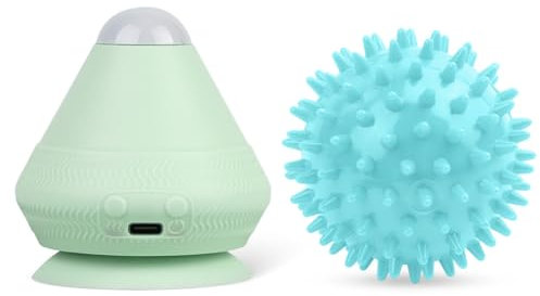 Alaoo Trigger Masajeador Balón De Masaje Para Punto Gatillo Con Ventosas, Pelota Masage Espalda Punto de Presión Con Bola de erizo, Recargable, Bola De Masaje Para Pies, Manos, Espalda y Piernas,Verde