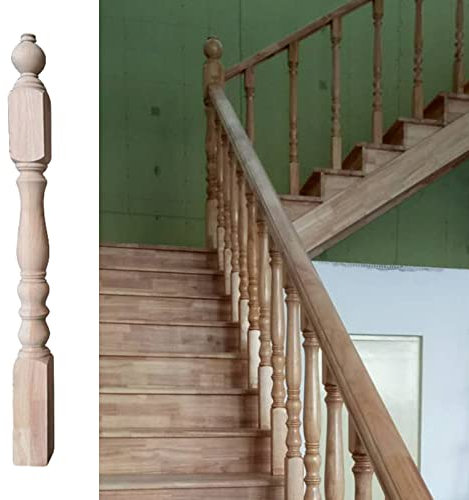 Elegantes barandillas de escalera de madera maciza de álamo - Balaustres de 95 cm de alto for barandillas de interior y exterior(Large Mid Post 120cm/47.2in)
