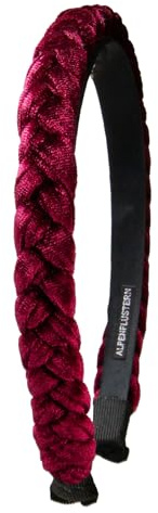 Alpenflüstern Trachten-Haarreif Samt Flechtoptik schmal - Damen Haarschmuck rutschfest, Haarband geflochten fürs Dirndl (dunkelrot-bordeaux) ADV160